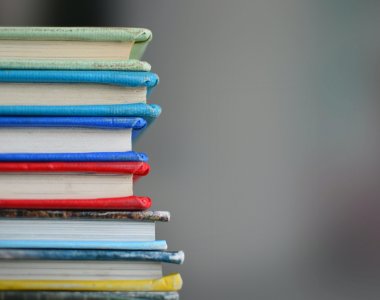 Colourful stack of books