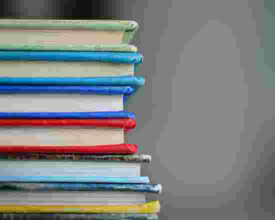 Colourful stack of books